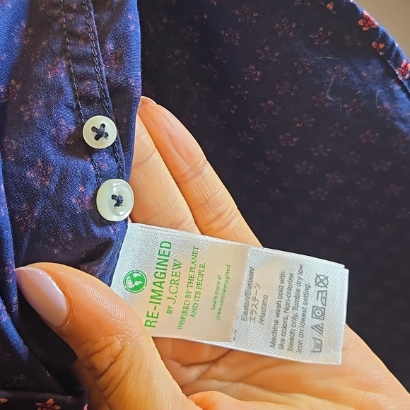 J. Crew Organic Cotton Slim Untucked Stretch Secret Wash Sleeved Floral Shirt - Picture 11 of 13